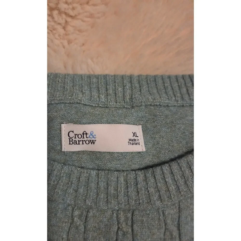 Croft & Barrow The Extra Soft Sweater Light Sage Cable Knit Women's XL New